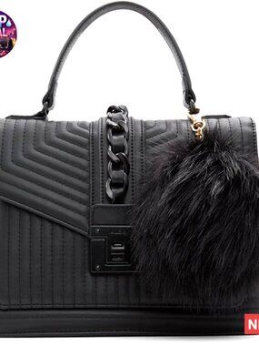 Faux Leather Top Handle Handbag, Adjustable Strap, Twist Lock Closure